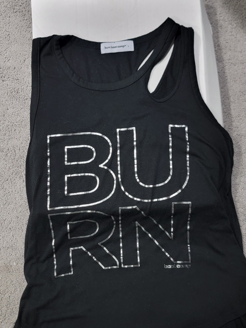 burn boot camp Black Graphic Tank Top SZ lg